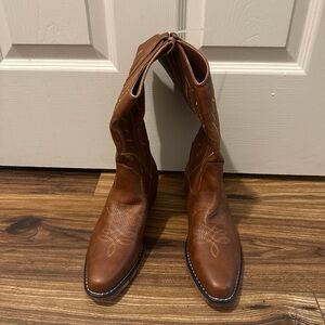 IUV Cowboy Boots For Women Pull On Pointy Toe Mid Calf Boots